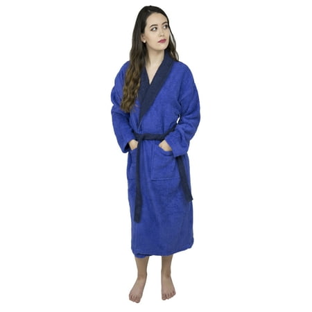 Women’s 100% Terry Cotton Bathrobe Toweling Gown Robe Two Tone