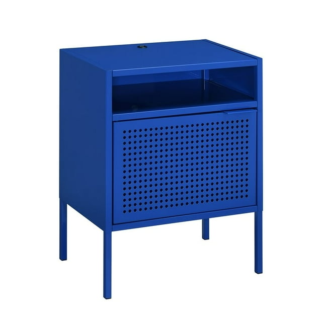 Picket House Furnishings Gemma Table de Nuit en Métal avec Port USB, Bleu