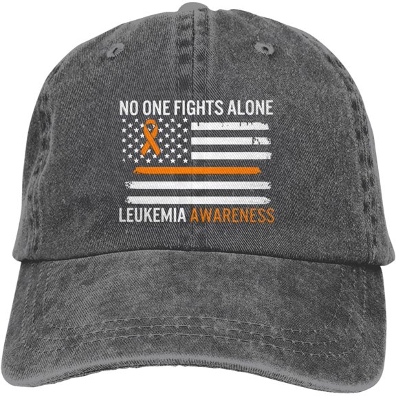 Leukemia Awareness Hat Distressed Cotton Washed Baseball Cap Black Funny Denim Hats Unisex Adjustable