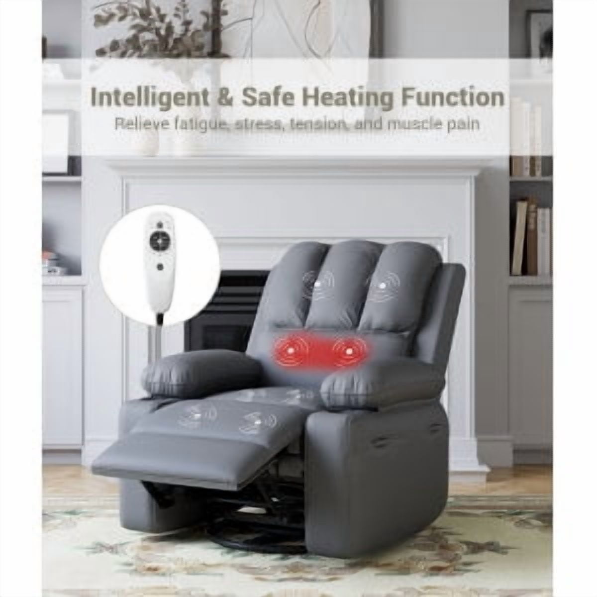 TEQIN Manul Recliner Chair, Small Recliners for Small Spaces, 22" W Reclining Chair, PU Leather Sofa Chair with Cup Holders and Side Pockets, Overstuffed Recliner Chairs for Home Office
