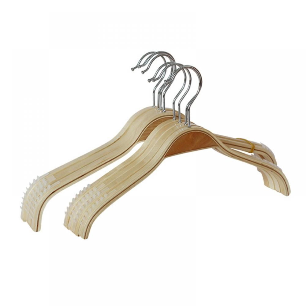 Solid Wood Hangers 5 Pack, Smooth Natural Finish Wooden Dress Hangers, Clothes Hangers Non-slip Seamless Hanger for Jacket, Pant, Shirt
