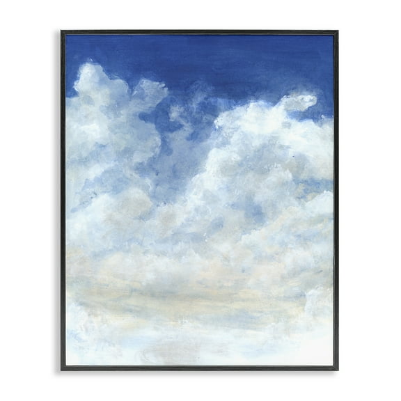 Stupell Industries Full Clouds in Blue Sky Landscape & Nature Painting Black Framed Art Print Wall Art, 11 x 14