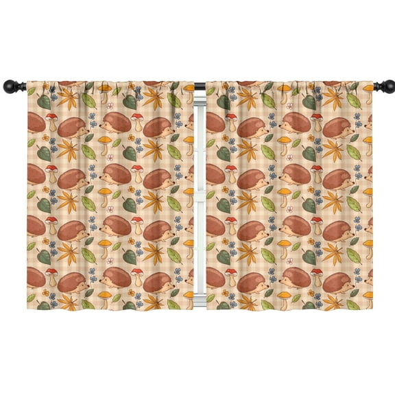 Blackout Kids Curtains,Hedgehog Floral Pattern Childrens Insulated Curtains Set Of 2,Bedroom Essentials,Toddler Room Decor 42"x54"(106x137cm)