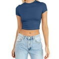 thumbnail image 1 of 2025 T-Shirt à Manches Courtes d'Été pour Femmes Compression Manches Longues Crop Tops Mignons T-Shirt Décontracté Vin Basique Col Rond Ajusté T-Shirts Manches Longues pour Femmes, 1 of 5
