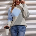 thumbnail image 4 of REDHOTYPE Femmes Demi Col Haut Couleur Bloquant Pull en Tricot Col Rond Imprimé Pull Top, 4 of 5