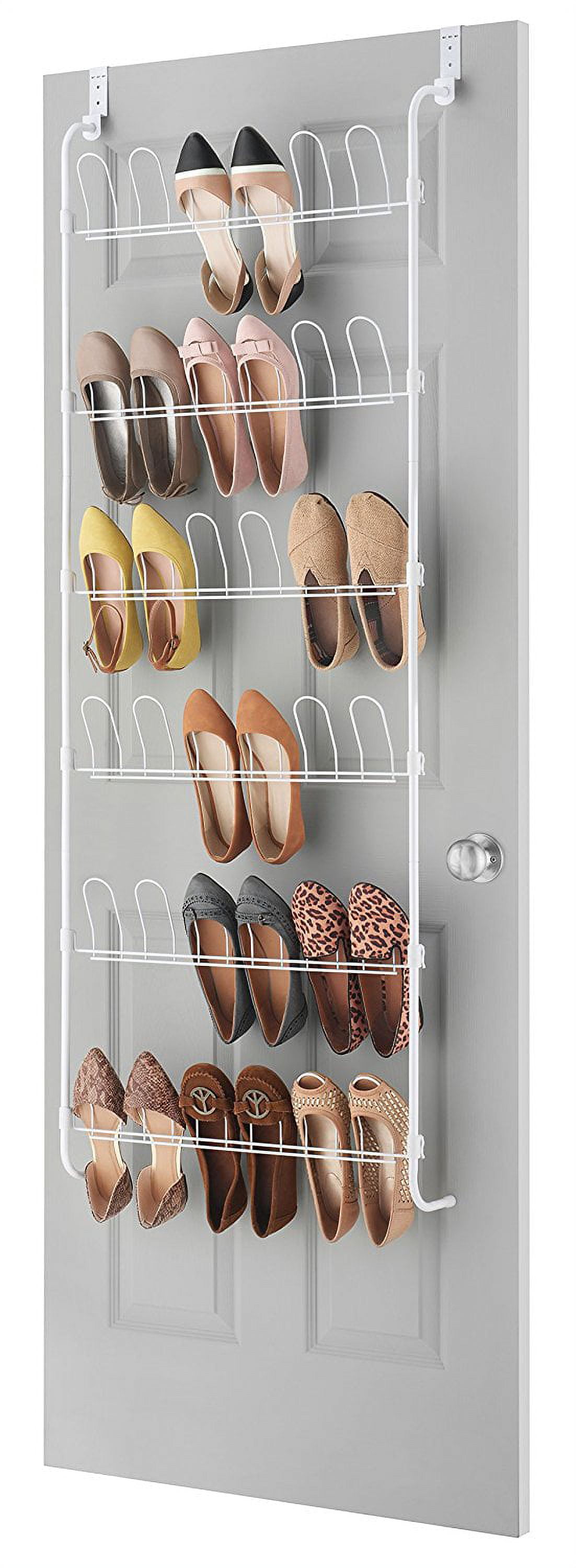 Whitmor 6-tier Space-saving Over-the-Door Metal Shoe Rack, 18-Pair Capacity, White