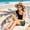 Black2, variant on Girls Tankini Swimsuit One Piece Swimwear Top with Tropical Print Cover Up Skirt Girls Bathing Suit Swimwear (Black1,11-12 Years)