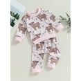 thumbnail image 3 of Bagilaanoe 2PCS Toddler Baby Girl Long Pants Set Print Long Sleeve Sweatshirt Pullover Tops + Drawstring Sweatpants 6M 12M 18M 24M 3T Kids Casual Sweatsuits, 3 of 8