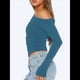 thumbnail image 4 of Blusa Informal de Larga con Cuello y Hombros Descubiertos para Mujer, Ajustada, para Salir, Estilo Y2K Azul Vaquero XS, 4 of 7