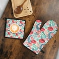 thumbnail image 4 of Pioneer Flower Kitchen Oven Mitt and Pot Holder Sets 2 Pcs for Baking, Cooking and Grilling, Heat Resistant Up To 392 °F, 4 of 5