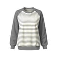 thumbnail image 6 of LUVDA Women's Raglan Stripe Crew Neck Sweatshirt Contrasting Sleeves Relaxed Fit Fall Pullover, 6 of 6
