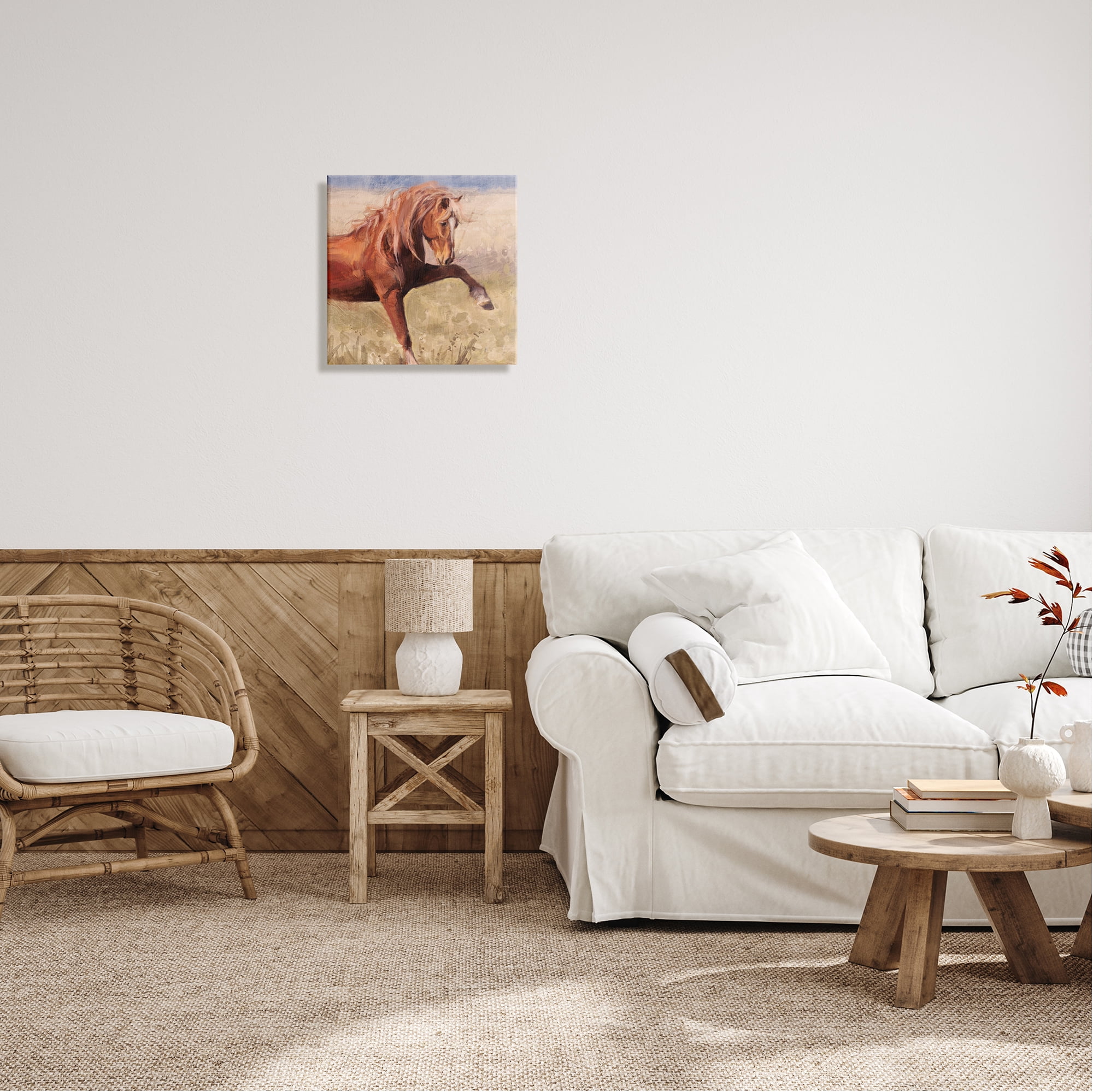 Stupell Industries Modern Red Stallion Animals & Insects Painting Gallery Wrapped Canvas Print Wall Art, 17 x 17