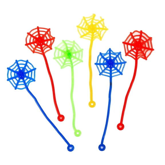 Stretchy Web Toys Neon Colored 7 Inch Halloween Themed Squeeze Sensory Toys for Halloween Party Favors Goodie Bag Fillers for Student Ages 3 to 12