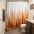 thumbnail image 3 of Orange Forest Fall Shower Curtain - Water Repellent Fabric Shower Curtains Washable, Orange Ombre Trees Watercolor Pine-Trees Decorative Polyester Cloth Bathroom Curtains Modern Bath Decor 72"x72", 3 of 8