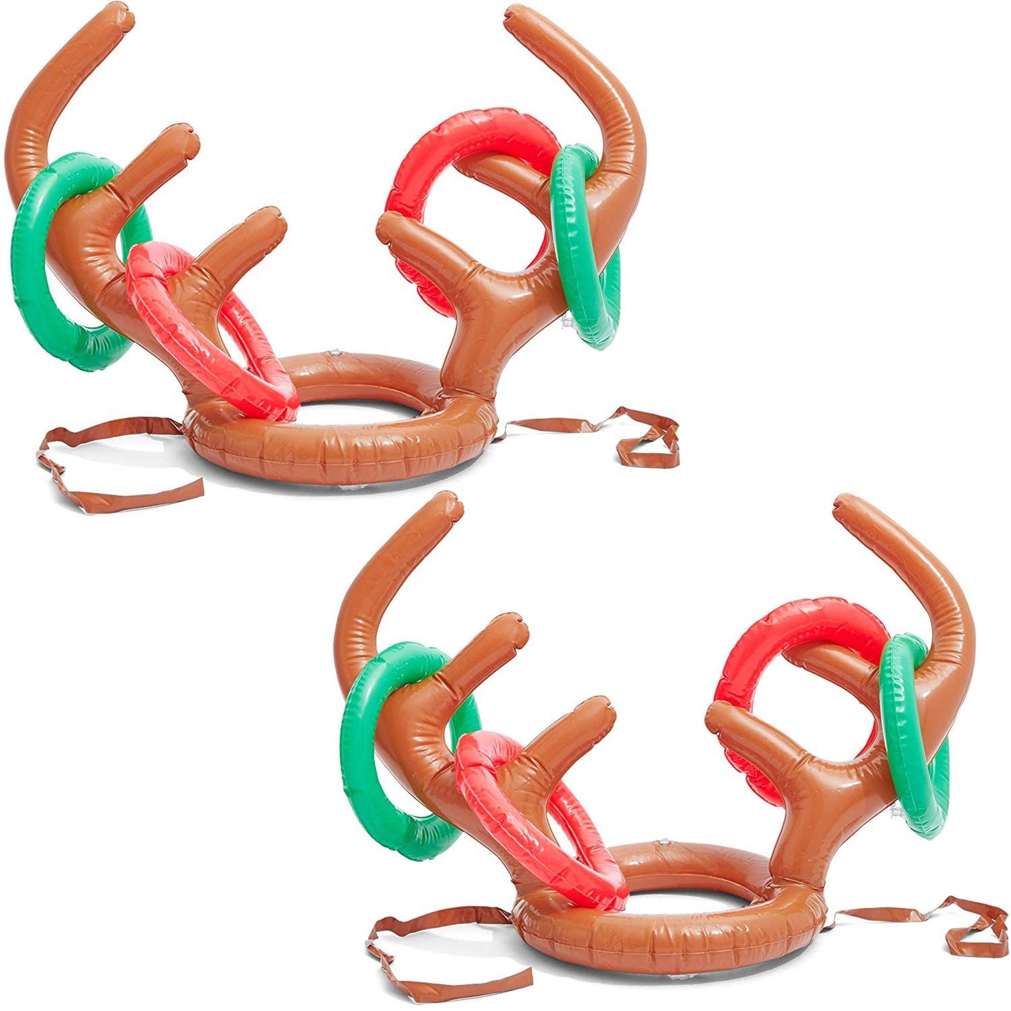 2 Pack Christmas Inflatable Reindeer Antler Hat Ring Toss Xmas Party