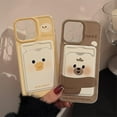 thumbnail image 3 of Cute Cartoon Bear Duck Couples Wallet Card Slot Soft Phone Case Compatible with iPhone Case (Bear,iPhone 12 Pro), 3 of 6