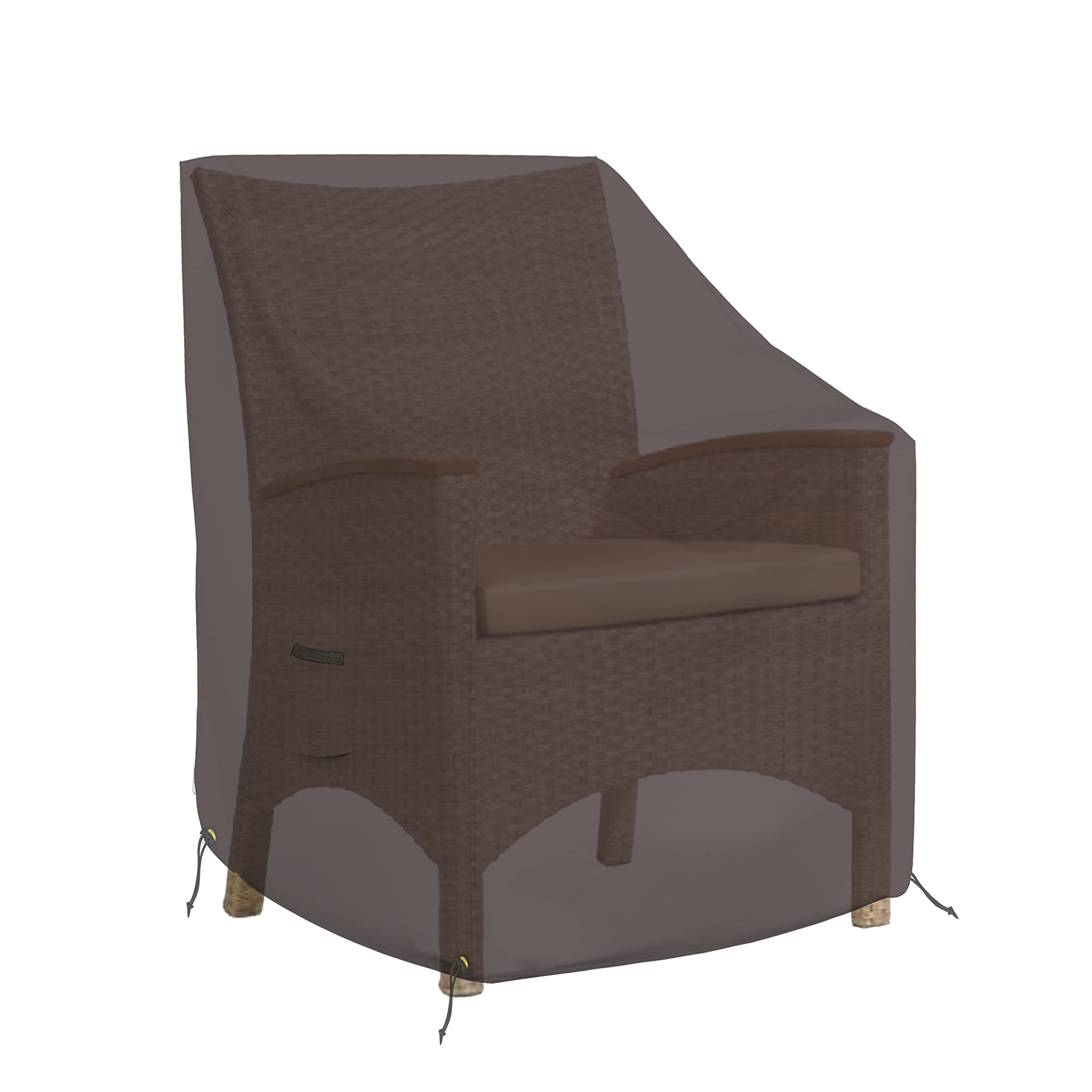 COVERS&ALL Outdoor Chair Cover, 12 Oz Waterproof UV & Weather Resistant Patio Furniture Sofa Cover for Outdoor Outside Seating Lawn Garden, with Air Vents & Drawstrings (32"W x 37"D x 36"H, Coffee)