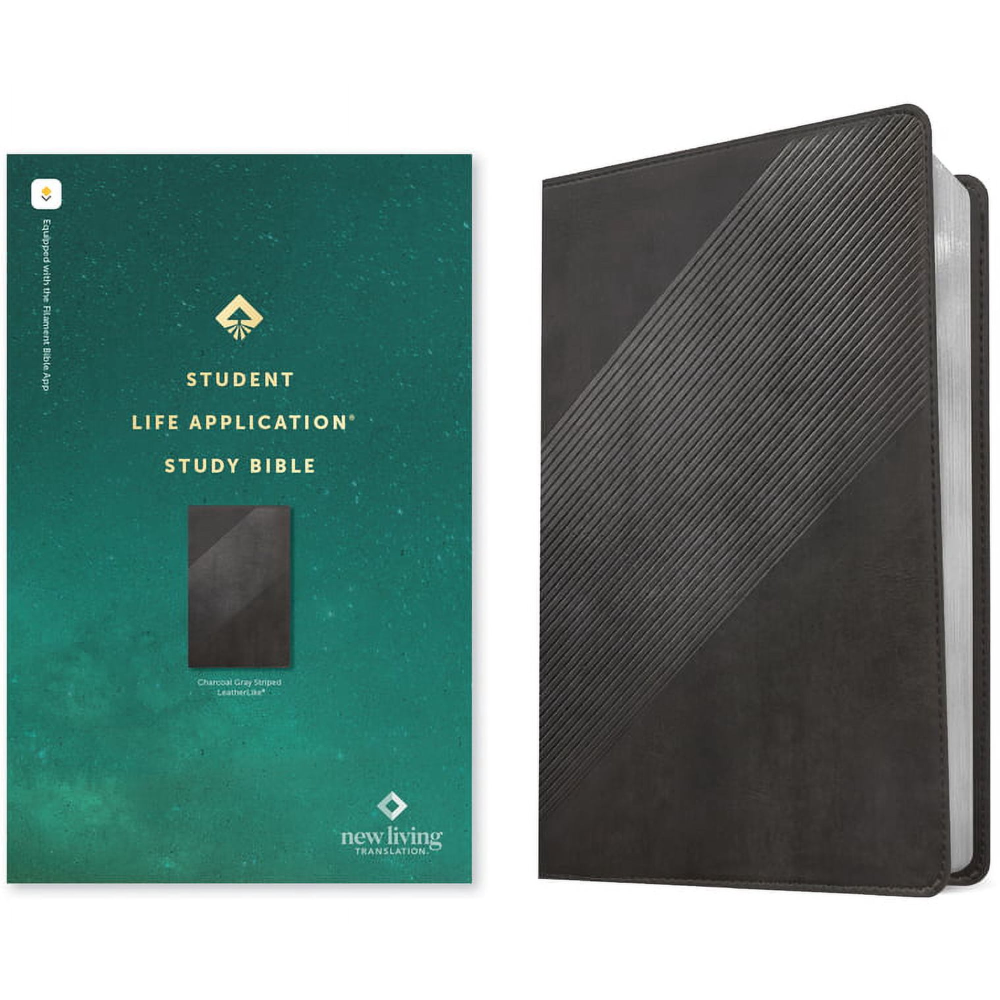 NLT Student Life Application Study Bible, Filament-Enabled Edition (LeatherLike, Charcoal Gray Striped, Red Letter) (Hardcover)