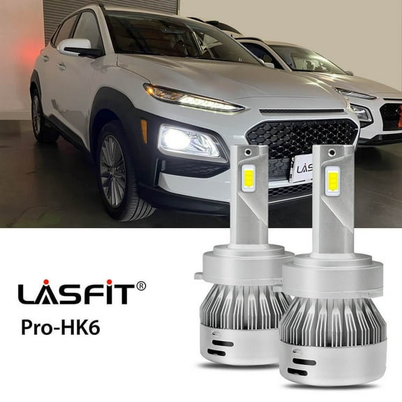 Lasfit H7 LED Headlight Bulbs Custom for Kia Hyundai Mitsubishi with Retainer Adapter Super Bright 60W 6000LM 6000K White (2Pcs)