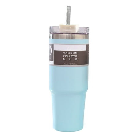 

Yixx 1Pcs/600ML Water Flask with Lid Food Grade BPA Free Straw Design Vacuum Cup Household Supplies
