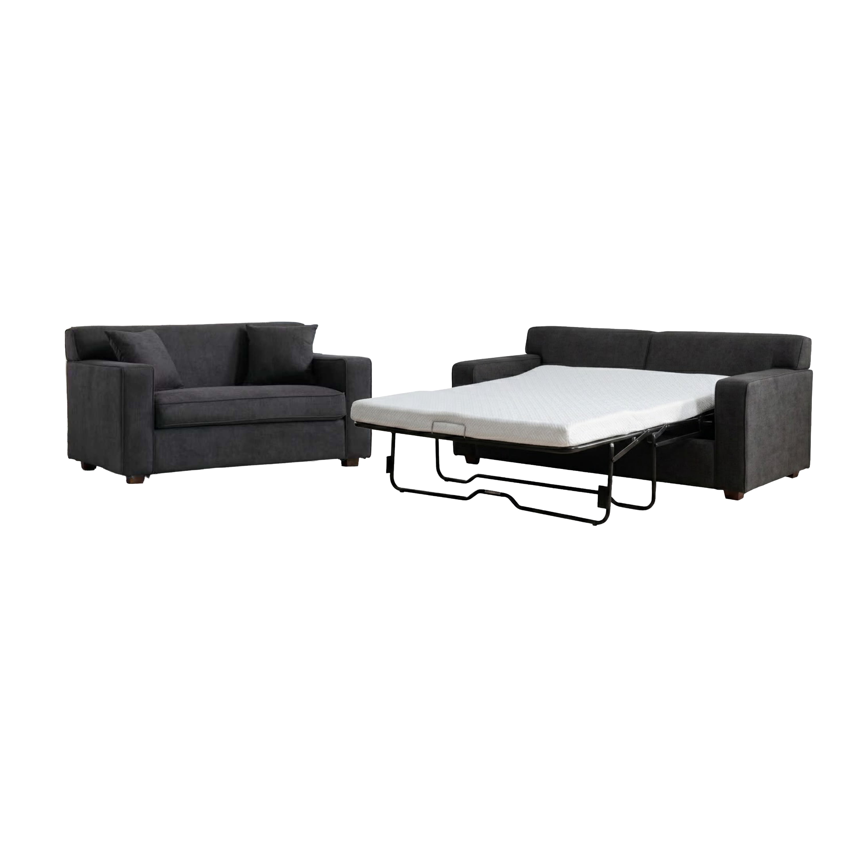 2-Piece Sleeper Loveseat and Sleeper Chair Set in Gray
