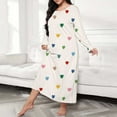 thumbnail image 1 of Kelon Nuisettes et Chemises de Nuit pour Femmes Liquidation Robes en Polyester Spandex pour Femmes Grande Taille Robe de Nuit Décontractée Robe de Sommeil pour Femmes Grande Taille Imprimé Cœur Manches Longues Col Rond Extensibilité Moyenne Nuisette Ample, 1 of 5