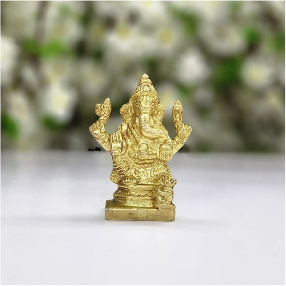Small Ganesha Statue in Brass Ganpati Murti Ganesha Idol Indian Handmade Ganesha Sculpture Lord Ganesha Figurine Hindu Religious Statue Indian Handcrafted God Statues Home Decor - AtoZ India Cart