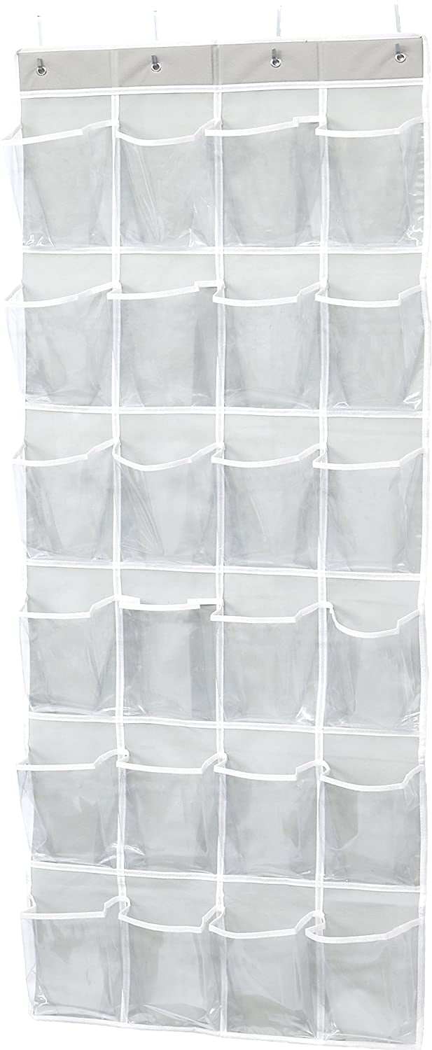 walmart plastic shoe rack on Simple Houseware 24 Pockets Large Clear Pockets Over The Door Hanging Shoe Organizer Gray 56 X 22 5 Walmart Com Walmart Com