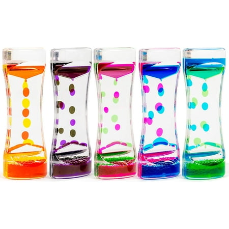 5 Liquid Hourglasses, Water Hourglass for Kids (14.5cm, 5 Colors ...