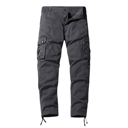 

Men Casual Pant Trousers Multi Pocket Straight Solid Color Outdoor Overall Trouser Fashion Loose Pant Scrub Pants for Men