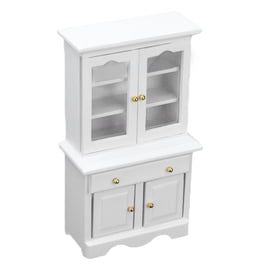 Armario De Madera Para Casa De Muñecas Escala 1:12 – Doble Puerta Blanca, 9.5x4x15.4 Cm, Accesorio Realista Para Dormitorio De Muñecas
