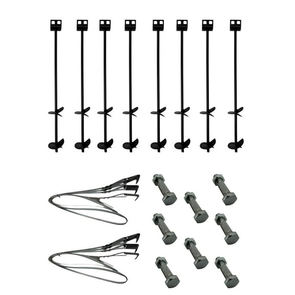 Mobile Home Parts Anchor Kit, 8-30" Double Disc Auger Anchors, 8-8 Ft Strap, and 8 Slotted Bolts