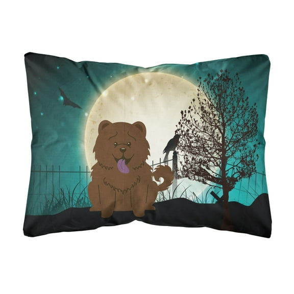 Carolines Treasures BB2331PW1216 Halloween Scary Chow Chow Chocolate Canvas Fabric Decorative Pillow, 12H x16W,