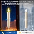 thumbnail image 3 of 12 Pcs Battery Operated Window Candles, Ivory LED Christmas Window Candles with Sensor Dusk to Dawn, Cordless Flameless Taper Candlestick with Battery & Suction Cup for Xmas Wedding Decorations, 3 of 7