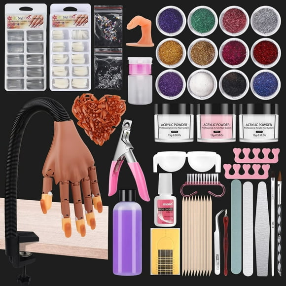 Kit de uñas acrílicas Nail Practice Hand Deciniee con 12 colores
