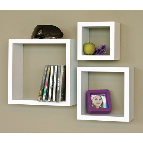 Cubbi Set of 3 Cube Wall Shelves, Multiple Colors