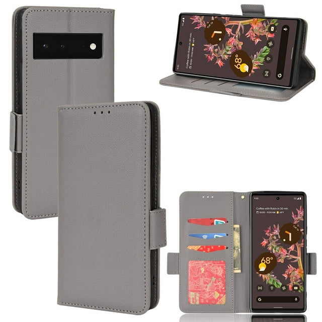 Google Pixel 6 5G Case , PU Leather Flip Cover Card Slots Magnetic Closure Wallet Case for Google Pixel 6 5G
