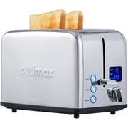 Toaster 2 Slice, Stainless Steel Toaster with Large LED Display, Bread Toaster 1.5'' Extra-wide Slots with 6 Browning Settings, Cancel/Bagel/Defrost Function, Removable Crumb Tray, Silver