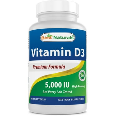 Best Naturals Vitamin D3 5000 IU Supplement, 360 Softgels