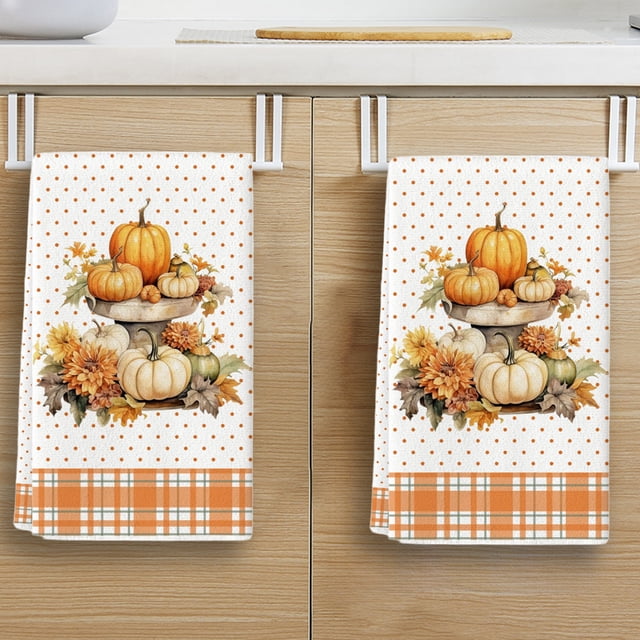 Birdeem Pumpkin Striped Kitchen Maple Leaf Text Dishwashing Kitchen Dishwashing Bathroom Hand