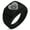 Black, variant on Stainless Steel Floral Lotus Heart Geometric Pattern Step-Down Biker Style Polished Ring