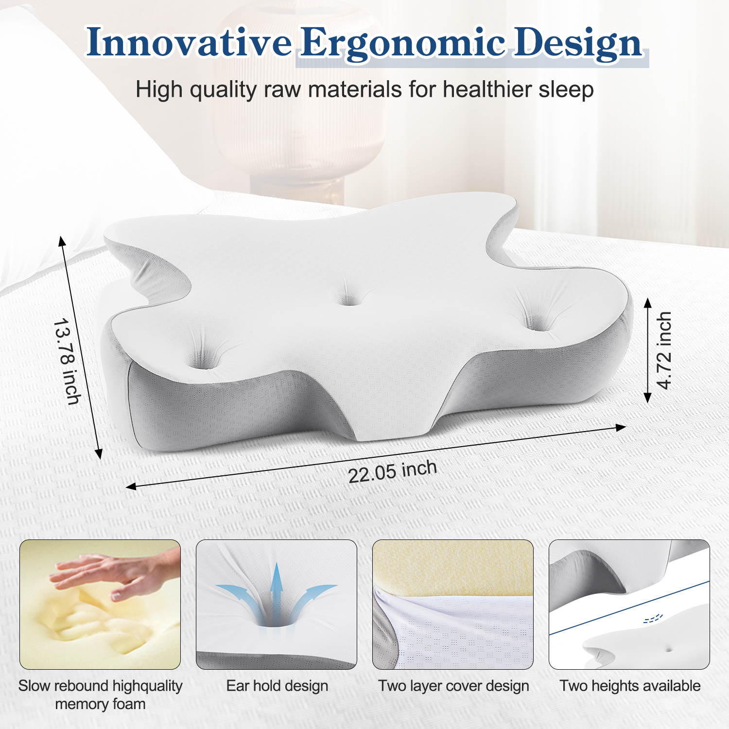 Moonorah Cervical Contour Pillow, Gray photo 2