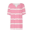 thumbnail image 4 of QATAINLAV Going Out Tops for Women Casual Button V Neck Henley Shirts Fashion Stripe Print Tshirts Loose Fit Eyelet Embroidery Short Sleeve Blouses Mother's Day Gifts Pink XXL, 4 of 5