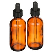 Amber Glass Bottle - 2 fl oz w/ Glass Dropper - Pack of 2