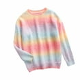 thumbnail image 2 of Pink Womens Sweatshirt Ladies Crew Neck Long Sleeve Knit Rainbow Sweater Fashion Loose Tops Fall Clothes for Women, 2 of 6