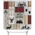 thumbnail image 2 of 4PCS Cabin Shower Curtain Set, Black Bear Forest Woodland Animal Wildlife Hunting Lodge Red and Black Buffalo Plaid Christmas Country Rustic Farmhouse Bathroom Decor, Non-slip Bath Mat, 2 of 7