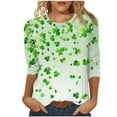 thumbnail image 1 of FAIWAD Chandails de la Saint-Patrick pour Femmes Grande Taille Manches 3/4 Imprimé Trèfle Chandail Tendance Col Rond Quotidien, 1 of 4