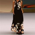 thumbnail image 2 of Robes d'Été pour Femmes 2022 Robe d'Été Sans Manches Imprimée Col en V Maxi Ample Boho Plage Longue Robe d'Été avec Poches, 2 of 5