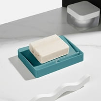 Nkmbld Soap Box for Home Decoration, Household Plastic Soap Rack Draining Tray for Bathroom Kitchen Sink Counter Top, Blue