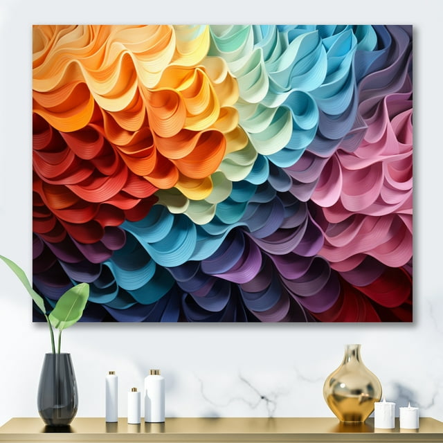 Designart Art Mural Op, Elixir Chromatique Opt Art Décoration Murale, Art Mural Moderne Multicolore, 20x12 Pouces